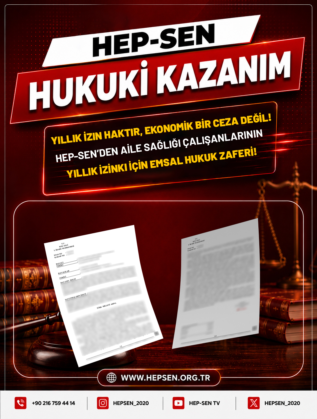 Yıllık İzin Haktır, Ekonomik Bir Ceza Değil!  HEP-SEN’DEN Aile Sağlığı Çalışanlarının Yıllık İzin Hakkı İçin Emsal Hukuk Zaferi